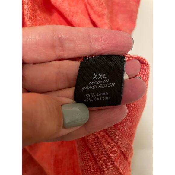 Marc Anthony Red Linen Short Sleeve Button Down Shirt Collared Solid Cotton XXL - Picture 7 of 8